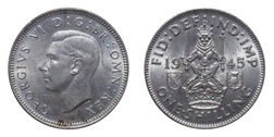 1944 Scot Shilling, GVF Lustre 77108