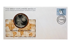 The Great Explorers Silver Medal Sterling Silver Proof Issue No 3. 'Dias rounds the Cape of Good Hope' FDC