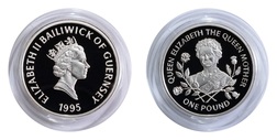 Guernsey, 1995 Silver Proof £1 Coin, In Capsule with Royal Mint Certificate of Authenticity, FDC