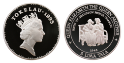 Tokelau, 5 LIMA TALA 1995 Silver Proof Rev: 'Birth of Grandson Prince Charles' in Capsule with Royal Mint Certificate FDC