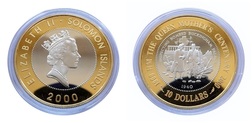 Solomon Islands, Silver Ten Dollars 2000 part of the Queen Mother Centenary Collection, Silver Proof encapsulated & Royal Mint Certificate  aFDC