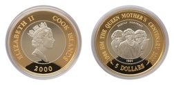 Cook Islands, Five Dollars 2000 part of the Queen Mother Centenary Collection, Silver Proof encapsulated & Royal Mint Certificate  aFDC