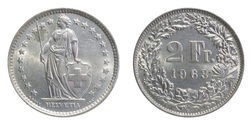France, 1963 Silver 2 Francs, GVF