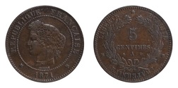 France, 1871A. 5 Centimes, VF