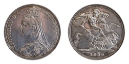 1889 Queen Victoria Jubilee Head Silver Crown, GVF