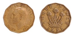 1951 Threepence (Brass) GF