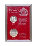 Malta 1972 Silver Coinage, Cased Set. 2-coin Set: Pound & 2 Pound in case of issue, UNC