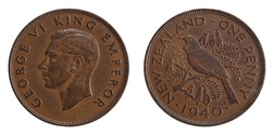 New Zealand, 1940 Penny, VF