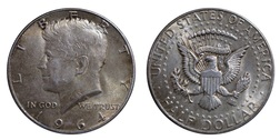 US 1964 silver 'Kennedy half Dollar, VF