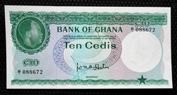 Ghana, 10 Cedis 1965 Pick 7, Crisp Uncirculated, Scarce