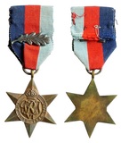 The 1939-1945 unnamed Star Medal, Mentioned in Dispatches Oak Leaf Medal Ribbon, GVF