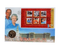 Alderney, 2 Pounds Coin 1995 ' Golden Wedding Anniversary' Cu-Ni Coin in a large First Day Cover