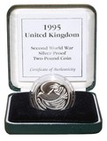 UK, 1995 £2  'End of The Second World War' Silver Proof Standard Coin FDC