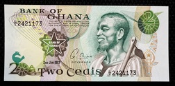 Ghana, 2 Cedis 1977 Pick 14c, Crisp Uncirculated