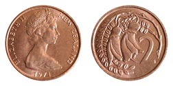 New Zealand, 1971 2 Cents bronze, UNC
