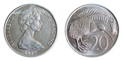 New Zealand, 1971 20 Cents, copper-nickel, aUNC