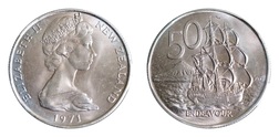 New Zealand, 1971 50 Cents, copper-nickel, UNC