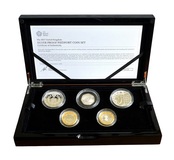 Pre-Owned United Kingdom 2017 Silver Proof Piedfort 5 Coin Set, £2 coins show light toning aFDC