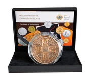 UK 2011 Royal Mint 40th Anniversary of 'DECIMALISATION' 63 mm Bronze Medal - Boxed with Royal Mint Certificate