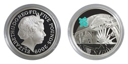 A Celebration of Britain, UK £5 Issued by the Royal Mint, Silver Proof Coin 'THE MIND SERIES' — 'THE FLYING SCOTSMAN' FDC