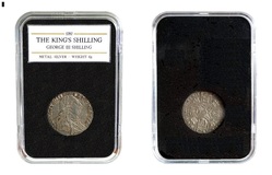1787 George III Shilling, no Hearts in Hanoverian Shield, VF Cased