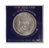 New Zealand 1967 Decimal Currency Commemorative Cu-Ni Dollar, Cased UNC