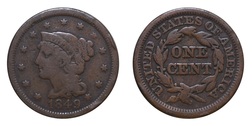 US 1849 Large Cent, GF