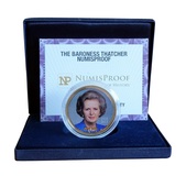 Baroness Margaret Thatcher 1925-2013 Numisproof 24ct Gold Plated Coin with certificate and box
