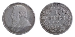1892 South Africa, Silver KRUGER Shilling, Fine scarce