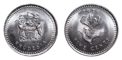 Rhodesia 5 Cents 1976 (KM#13) Brilliant Uncirculated