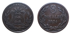 Guernsey 8 Doubles 1874, VF