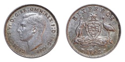 Australia, 1942D Silver Sixpence, GVF