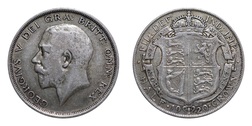 1920 George V Silver Half crown, GF/aVF 21489