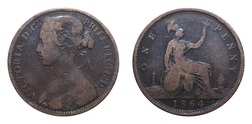 1864 Penny, Plane 4, FAIR Scarce