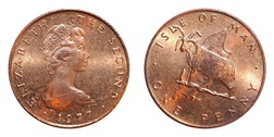 Isle of Man, 1977 One Pence, UNC
