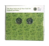 The Floral 2013 UK £1 Two-Coin Set for England and Wales Brilliant Uncirculated, Mint Sealed