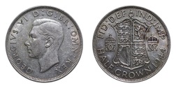 1944 George VI Silver Half crown, VF 27968