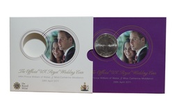 2011 Royal Wedding Prince William + Catherine Middleton (Kate) £5 Pound Brilliant Uncirculated (BU) Coin