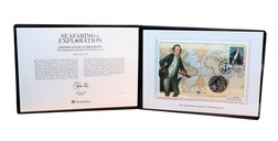Seafaring Exploration 2009 "Captain James Cook" Silver Proof Jersey £5 Coin Coin Cover, in Westminster luxurious Folder, FDC