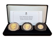 Tristan da Cunha ,Princess Diana 2017 Silver Proof £5-£2-£1 (3-Coin) Set with 24-Carat Gold Selectively plated, FDC