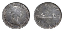 Canada 1953 Silver Coronation Five Shilling Crown, VF
