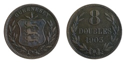 Guernsey, 1903 8 Double, GF/aVF
