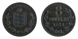 Guernsey, 1914H 8 Double, VF