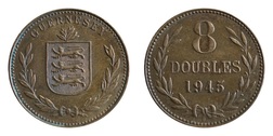 Guernsey, 1945H 8 Double, VF