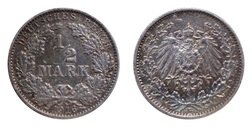 Germany - Empire, 1916G Silver - 1/2 Mark, VF