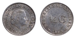 Netherlands Antilles, silver 1/4 GULDEN 1965, VF