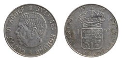 Sweden, 1960 Silver 1 Krona, VF
