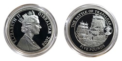 Gibraltar, 2008 'The Battle of Trafalgar' Silver Proof £5 Five Pounds, Encapsulated with Westminster Certificate, FDC