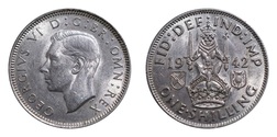 1942 Scot Shilling, GEF Mint Lustre