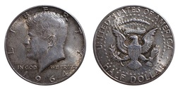 US 1964 'Kennedy' silver half Dollar, GVF 73767